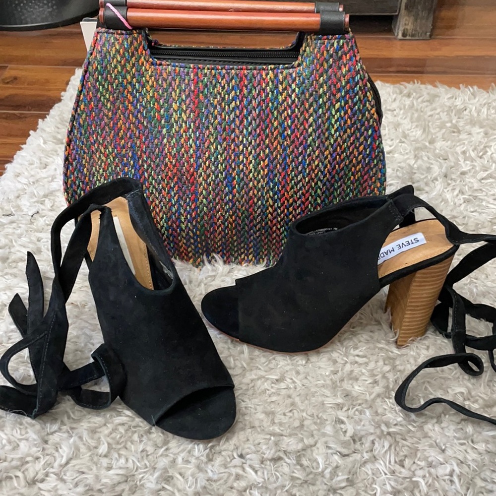 Steve Madden black open toe heels